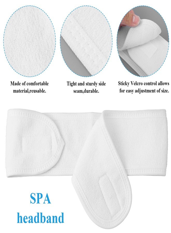 AojSup 24 Pcs Spa Facial Headband Set - Premium 100% Cotton Esthetician Headbands for Facials, 24.4 x 3.14 Inch Adjustable Hair Wrap for Women, Makeup & Skincare (White) - Image 3
